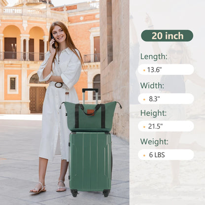 Hardshell Luggage Sets 3 Piece Carry-on Suitcases with Wheels TSA Lock for Men Women Green(20in)