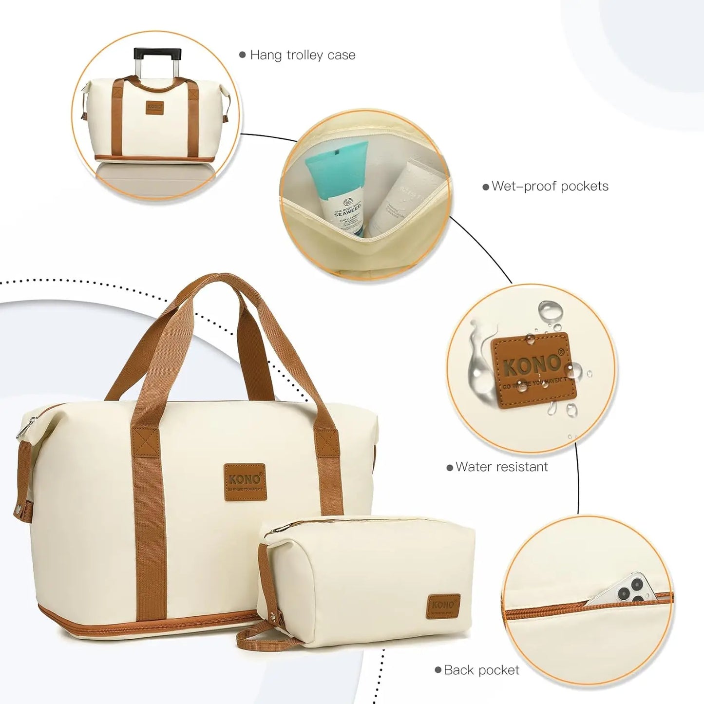 Kono Luggage Sets 3 Piece Hard Shell Travel Trolley 4 Spinner Wheels Lightweight Polypropylene Suitcase with TSA Lock