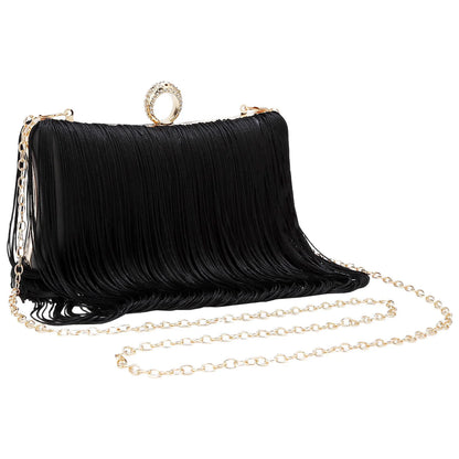 2025 Fashion Luxury Long Tassel Handmade Evening Banquet Bag Women Handbag Wedding Party Clutch Purse Shoulder Crossbody Purse