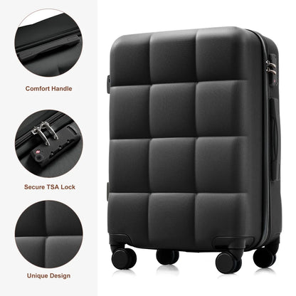 Luggage Sets 4 Piece,  ABS Durable Suitcase with Travel Bag,  Cup Holder, ABS Hard Shell Luggage with Spinner Wheels,black brown