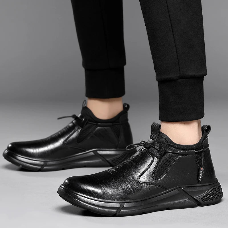 Steel Toe Waterproof Work Boots Puncture-Resistant Work Boots Indestructible Shoes Outdoor Slip-Proof for Oil Rig & Mining Black