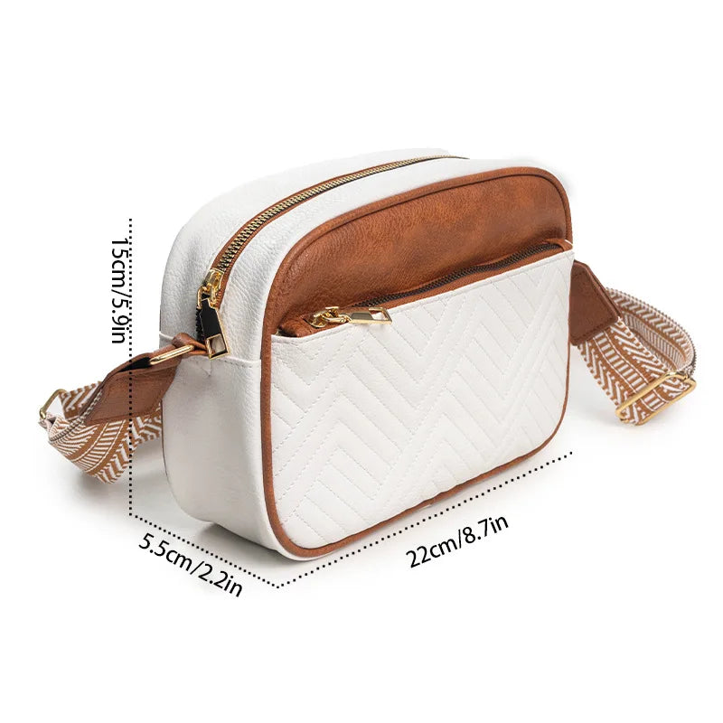 Trendy Quilted Crossbody Bags for Women Luxury Designer Vegan Leather Purses Shoulder Handbags with Wide Strap