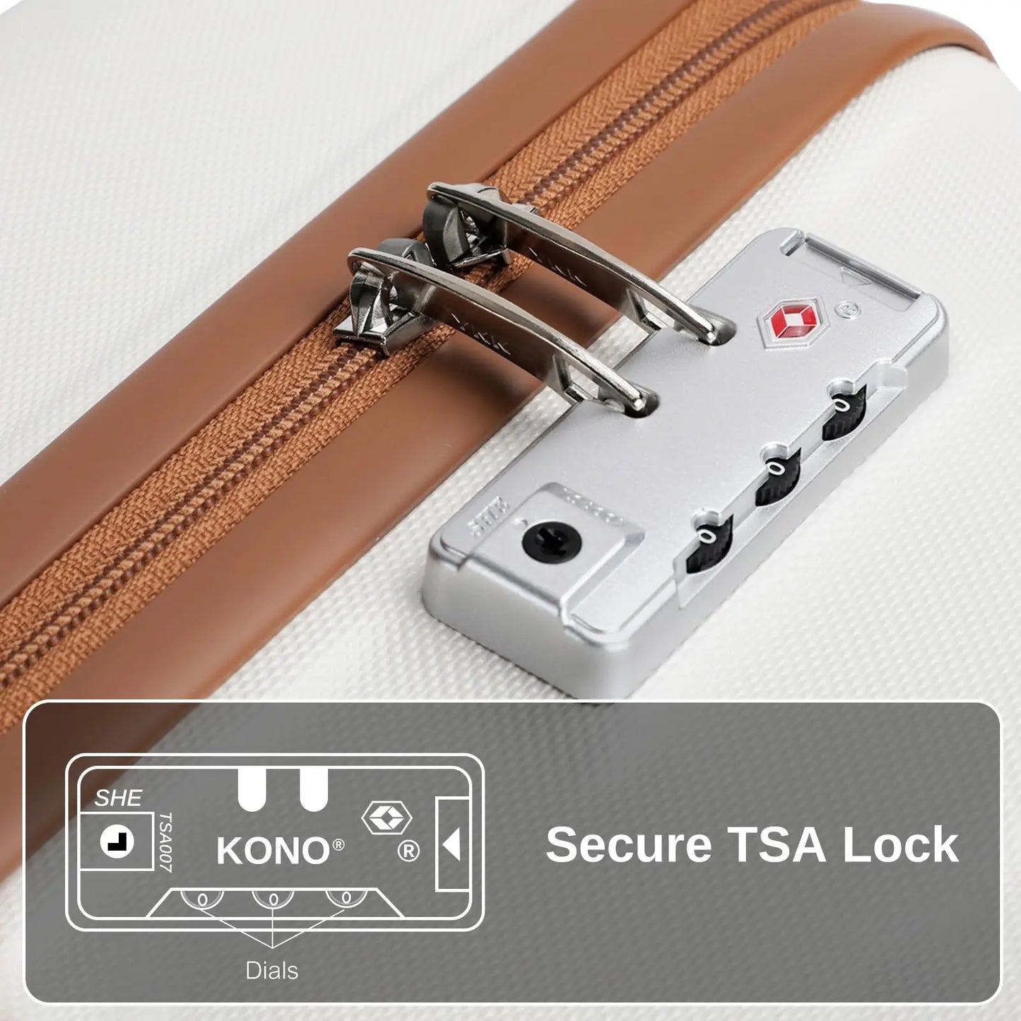 Kono 6-Pc Luggage Set - Lightweight ABS Hardshell with TSA Lock, 20/24/28" Suitcases + Beauty Case & Duffel