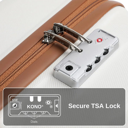 Kono 6-Pc Luggage Set - Lightweight ABS Hardshell with TSA Lock, 20/24/28" Suitcases + Beauty Case & Duffel