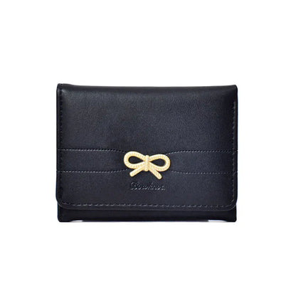 Fashion Wallets Girls Cute Bow Small Wallet Aesthetic Card Holder Classic Three Fold Purse For Women Student Simple Coin Pouch