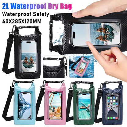2L Waterproof Swimming Bag Touch Screen Kayak Diving Storage Bag Beach Outdoor Dry Cellphone Cover Rafting Surfing Boating Bags