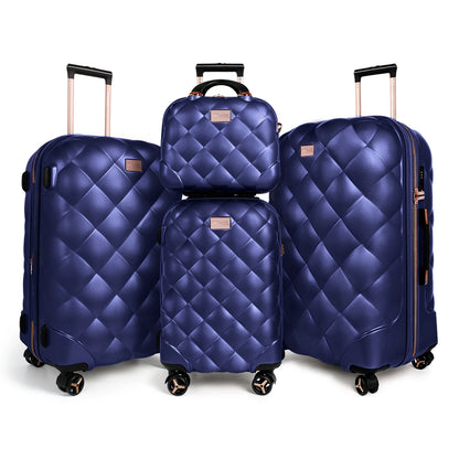4 Pieces Luggage Sets 14in 20in 25in 29in PP Hard Shell Lightweight Expandable Suitcase Set with Spinner Wheels & TSA Lock