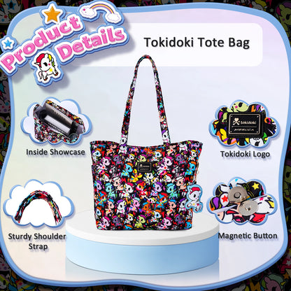 Tokidoki Official Licensed Shoulder Bag for Women with Unicorno Keychain Tote Bag Large Capacity Handbag for Work Travel