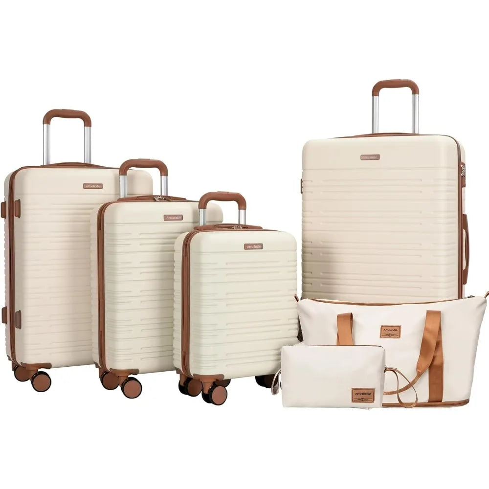 Luggage Sets 4 Piece,Suitcases with Double Spinner Wheels and TSA Lock,Hardcase 6 set Luggage with Travel Duffle Bag,Carry On Lu