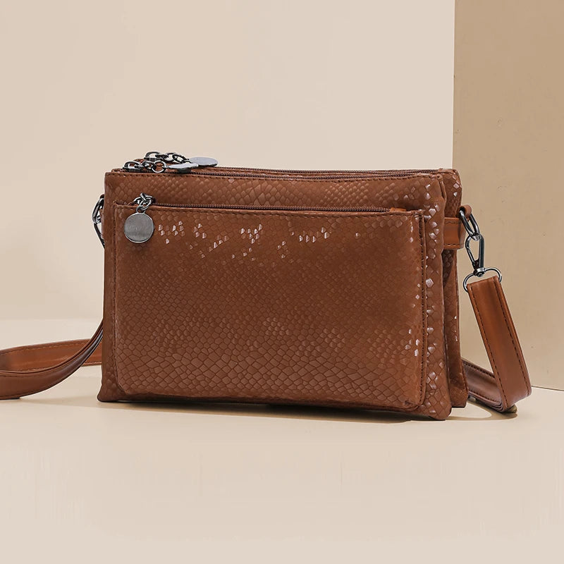 Sequins Three-layer Bag Women Soft Leather Shoulder Crossbody Messenger Bags Clutch Sac Luxury handbags women Bgas Designer