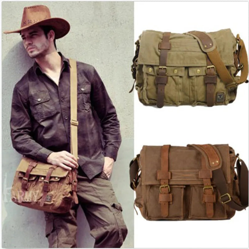 Men's Vintage Canvas Bag Men Casual Crossbody Bag For Men Messenger Bag Man Travel Shoulder Bags Bolsa Masculina High Quality
