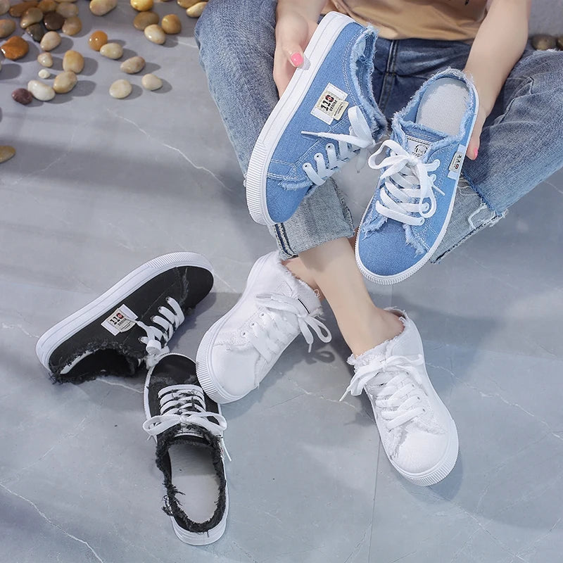 Women's lightweight and breathable solid color flat sports shoes, casual running and walking shoes