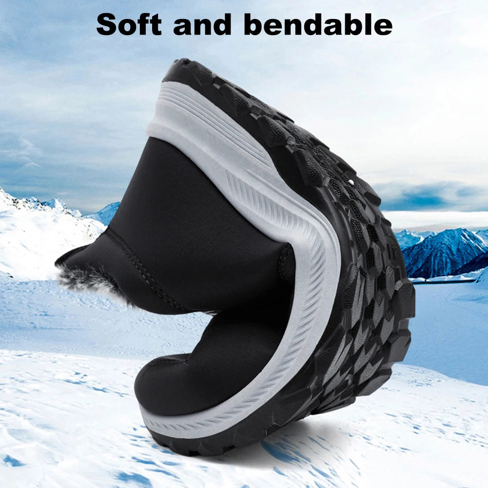 Mens Snow Boots Lightweight Warm Walking Shoes Non-slip Thermal Ankle Boots Comfortable Slip On Sneakers for Travel Hiking
