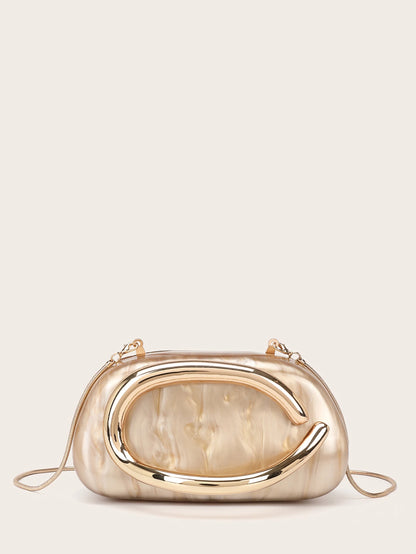 Fashion White Acrylic Clutch Bag Bride Metal Gold Women Luxury Evening Banquet Clutch Bag Shoulder Wedding Party Purse