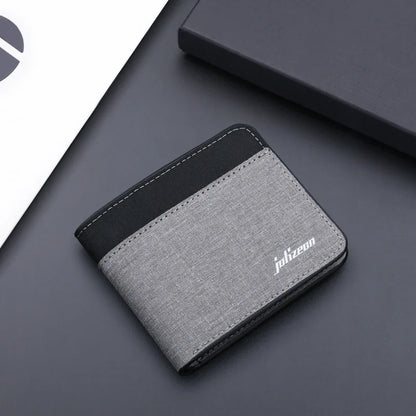 Canvas Men Wallet Black/blue/gray Card Holder Wallet Male Money Bag ID/photo/bank Holder Short Purse Credit Card Case Bag