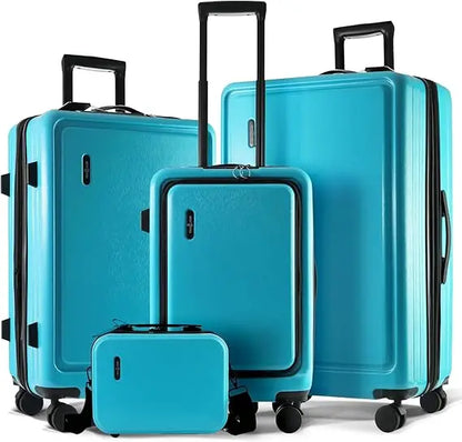 Hard Shell Luggage Sets with Spinner Wheels 4 Piece, Expandable Large Suitcases with TSA Lock, Travel Large Suitcase Set, Teal L