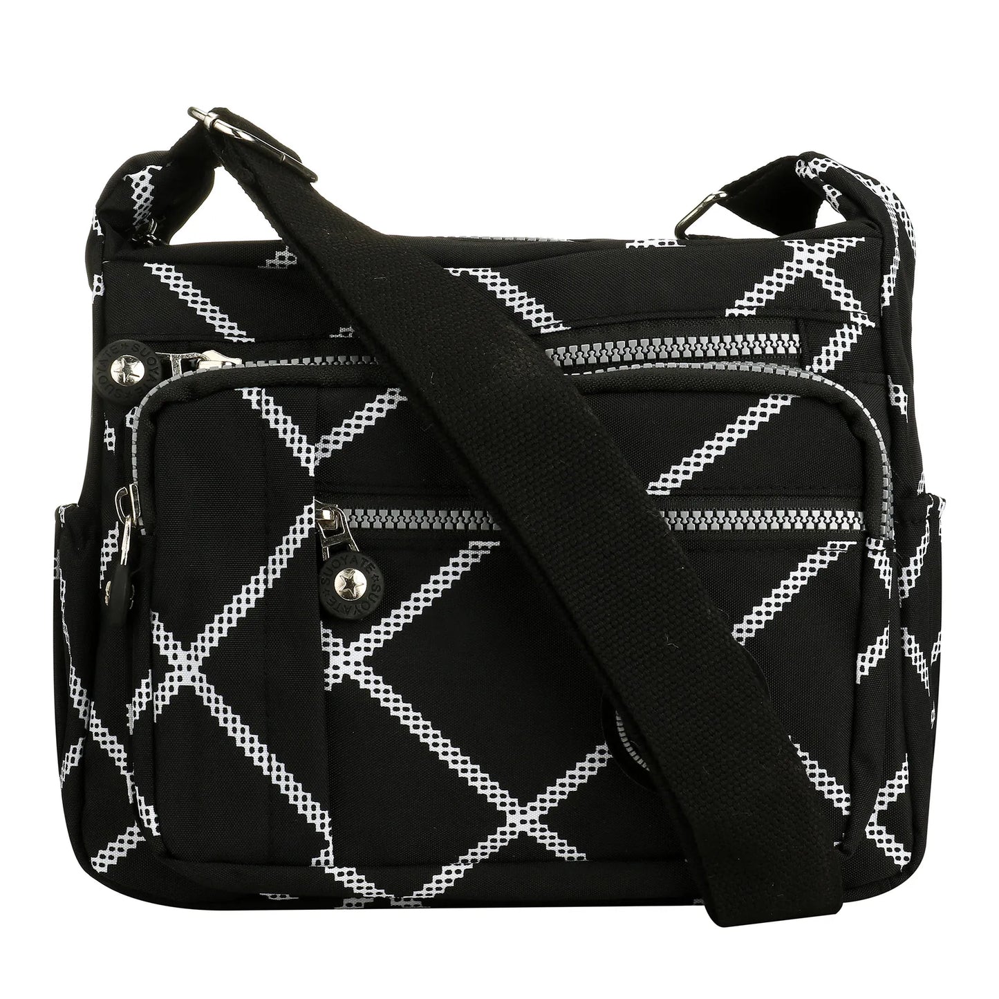 Fashionable multi-pocket wallet handbag, casual crossbody bag, floral pattern shoulder bag, nylon waterproof messenger bag