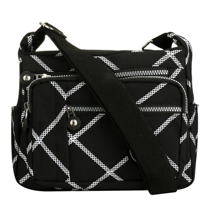 Fashionable multi-pocket wallet handbag, casual crossbody bag, floral pattern shoulder bag, nylon waterproof messenger bag