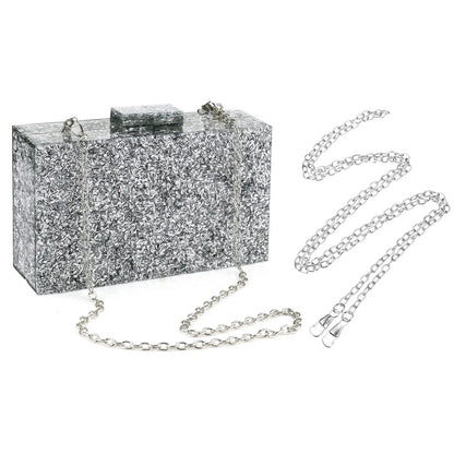 Acrylic Purses Handbags for Women Trend Designer Multicolor Perspex Geometric Patterns Box Clutch Banquet Evening Crossbody Bags