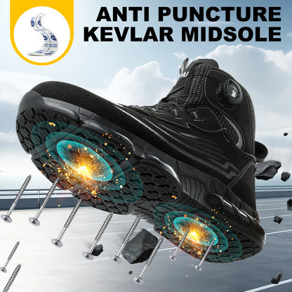 Men's high top lace-free comfortable soft sole anti-smash and puncture resistant work shoes