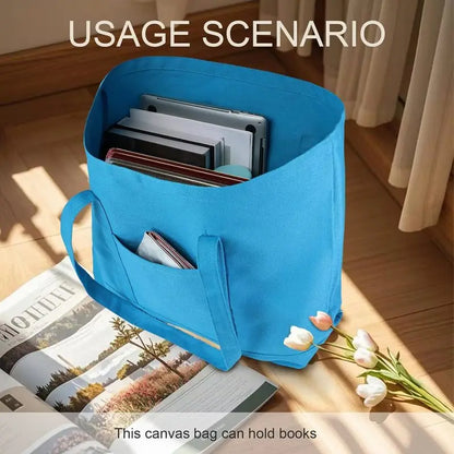 Canvas Tote Bag with External Pocket Extra Large Canvas Tote Bag Heavy Duty Grocery Shopping Bags Weekender Bag