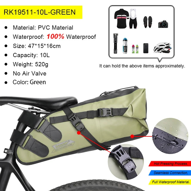 Rhinowalk Bicycle Bag 5L-13L Full Waterproof  Road Mountain Bike Cycling Rear Rack Bag Luggage Pannier Bike Saddle Accessories