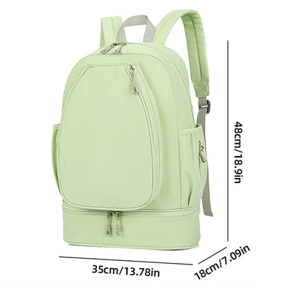 Outdoor Fitness Gym Backpack Badminton Tennis Rackets Training Bag Dry Wet Shoes Pocket Yoga Bag Large Student Storage Schoolbag