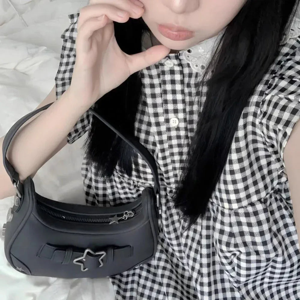 Women Casual Handbag Fashion PU Star Small Shoulder Bag Retro Classic Purse Clutch Bag Trendy Bag for Daily Office Use Sling Bag