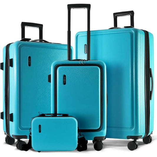 Hard Shell Luggage Sets with Spinner Wheels 4 Piece, Expandable Large Suitcases with TSA Lock, Travel Large Suitcase Set, Teal L