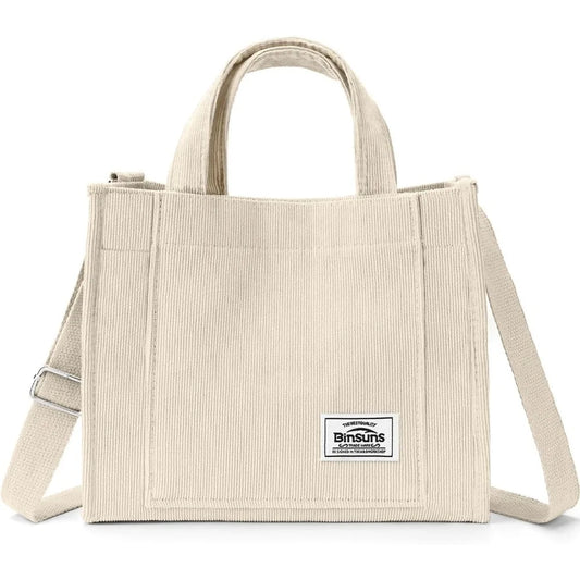 Corduroy Tote Bag for Women Small Satchel Bag Mini Tote Bag Aesthetic Crossbody Handbag - School Work Travel Shopping