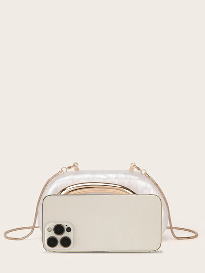 Fashion White Acrylic Clutch Bag Bride Metal Gold Women Luxury Evening Banquet Clutch Bag Shoulder Wedding Party Purse