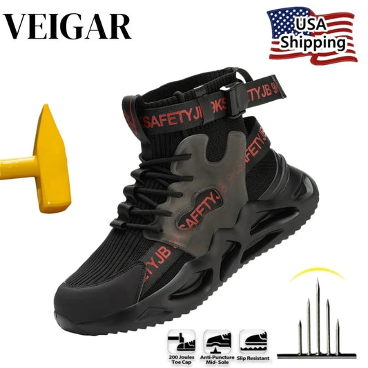Comfortable and Elastic Safety Shoes Men For Work Sneakers Men Steel Toe Work Shoes Security Protective Lightweight Boots
