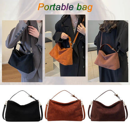 Women Suede Shoulder Bag With Inner Pocket Crossbody Bag Adjustable Strap Hobo Purse Zipper Hand bags Casual Commuter Bag