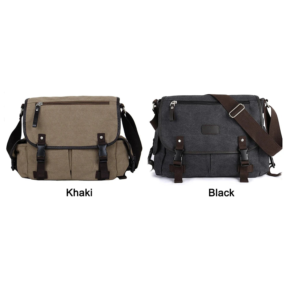 Vintage Laptop Shoulder Bag Large Capacity Messenger Handbags Multi Pockets 14 Inch Laptop Pouch Water Resistant for School Work