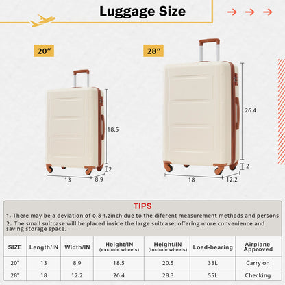 4 Piece Luggage Set with Bags Expanable Spinner Wheels ABS Lightweight Suitcase with TSA Lock 20inch+28inch