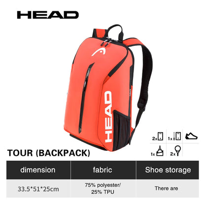 Genuine HEAD Tennis Bag Tour Team Tennis Racket Backpack Male Multifunctional Sports Bag Female Tenis Padel Racket Bag Badminton