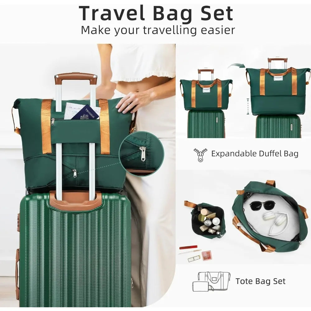 LARVENDER Luggage Set 6 Piece Large Suitcases with Wheels, Suitcase Set ABS Hard Shell Luggage Sets with Spinner Wheels, Carry O