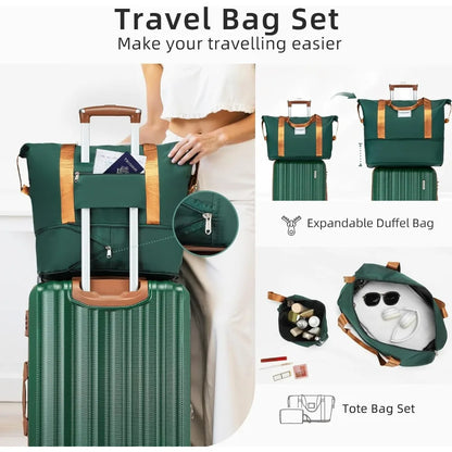 LARVENDER Luggage Set 6 Piece Large Suitcases with Wheels, Suitcase Set ABS Hard Shell Luggage Sets with Spinner Wheels, Carry O