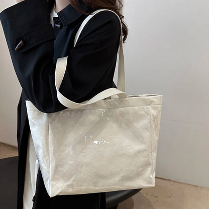 Tote Bag for Women Men Adjustable Strap Shoulder Bag with Inner Pocket Handbag Solid Satchel Bag for Work School Office