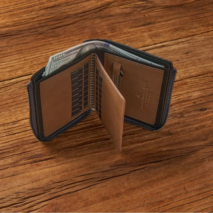 1pc Premium Retro Short Wallet for Men,Stylish Multifunction PU Leather Zipper Durable Wallet