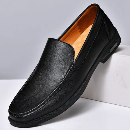 Mens Slip On Leather Loafers Casual Blue Black Formal Dress Shoes Office Driving Wedding Party