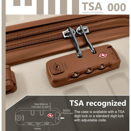 Luggage Sets 6 Piece with Duffel Bags Hardside Expandable Suitcases with Spinner Wheels TSA Lock Cream