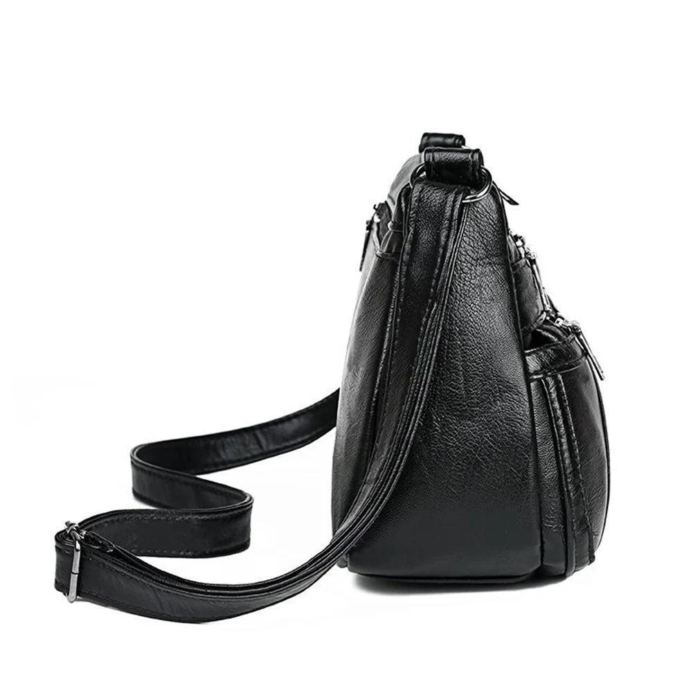 Youth Ladies Simple Versatile Bag Women PU Leather Messenger Bag Mother Solid Handbag Crossbody Multi-pocket Purse