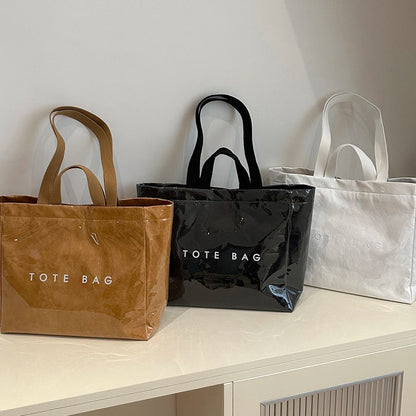 Tote Bag for Women Men Adjustable Strap Shoulder Bag with Inner Pocket Handbag Solid Satchel Bag for Work School Office