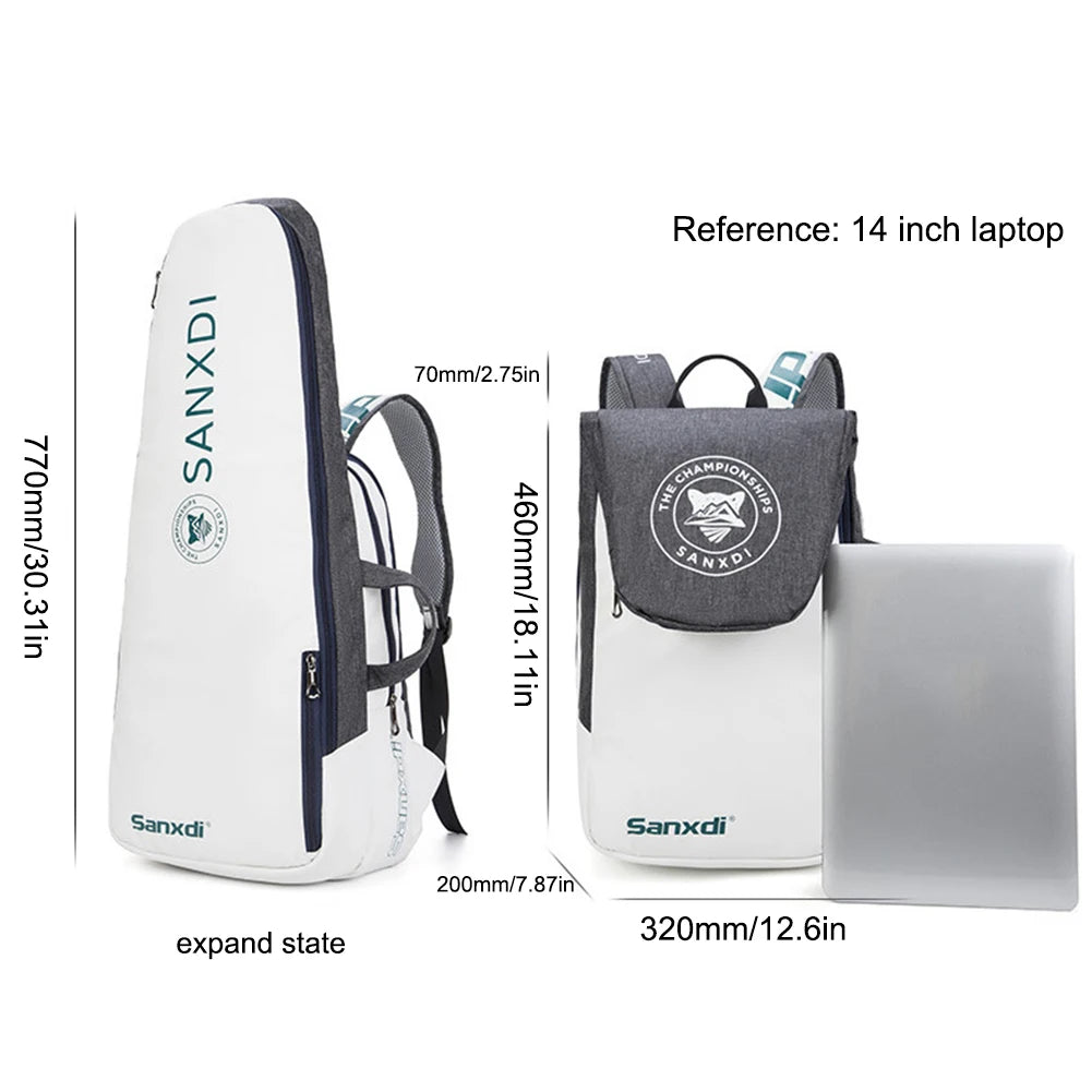 Holds 3 Rackets Tennis Backpack Large Capacity Tennis Bag Waterproof Badminton Bag for Tennis/Pickleball/Badminton/Squash Sports