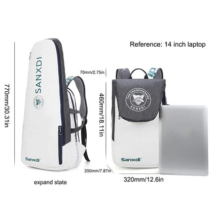 Holds 3 Rackets Tennis Backpack Large Capacity Tennis Bag Waterproof Badminton Bag for Tennis/Pickleball/Badminton/Squash Sports