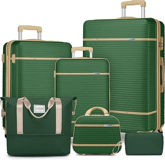 LARVENDER Luggage Sets 6 Piece with Duffel Bag, Expandable(Only 28 & 24") Hardside Luggage with Cosmetic Case 360° Spinner Wheel
