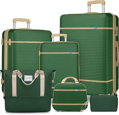 LARVENDER Luggage Sets 6 Piece with Duffel Bag, Expandable(Only 28 & 24") Hardside Luggage with Cosmetic Case 360° Spinner Wheel
