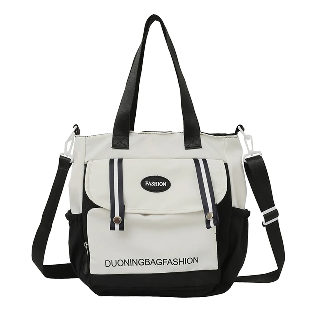 Colorblock Shoulder Bag Large Capacity School Bag Casual Shoulder Purse for Women Teen Girls Students