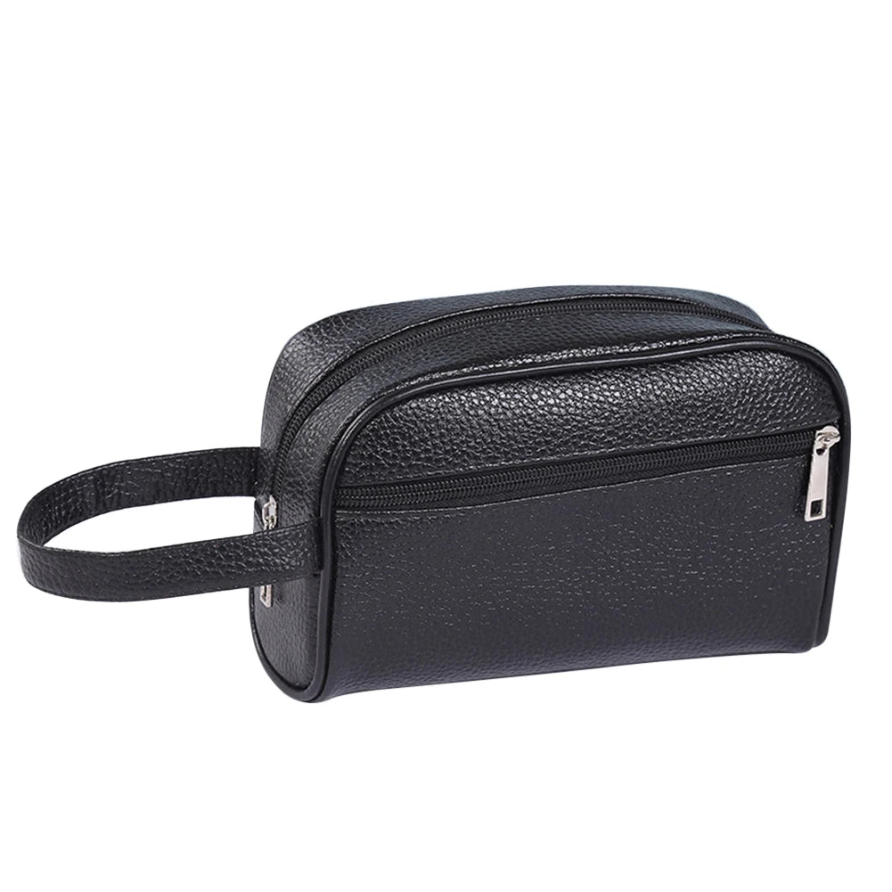 Fashion PU Leather Wristlet Bag Solid Color Phone Wristlet Bag Casual Toiletry Bag Small Purse for Men Women